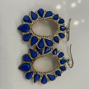 Set of blue, teal, and gold earrings